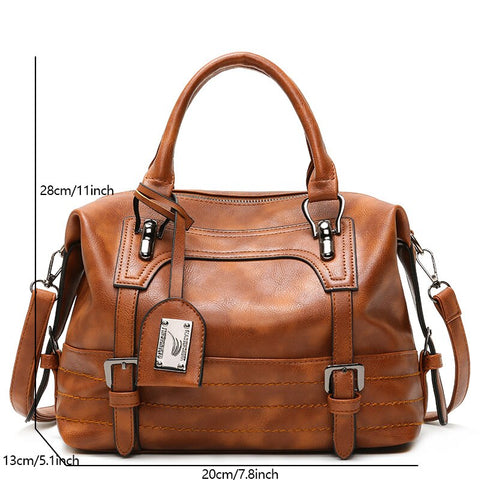 Womens Oil Wax Leather One Shoulder Crossbody Bag