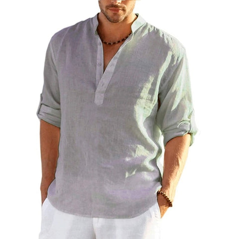 New Men Linen Long Sleeve T-Shirt