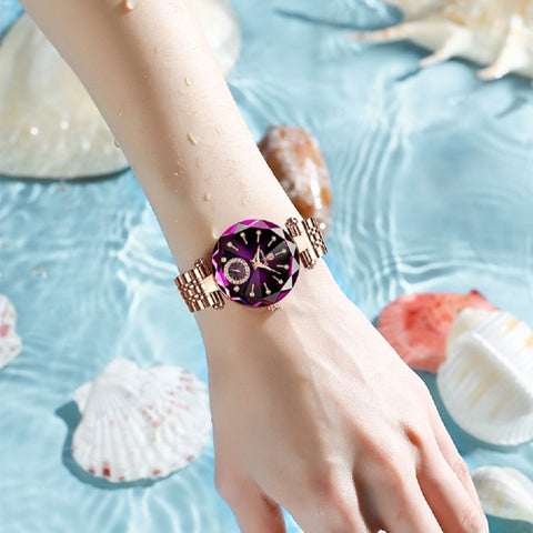 Women Waterproof Stainless Steel Diamond Wristwatch