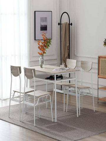 Board Iron Compartment 1 Table 4 Chairs Dining Table and Chair Set