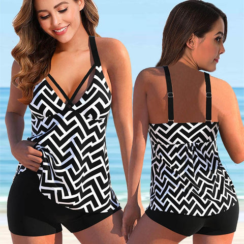 Women Flower Vintage Bodysuit Swim Beachwear