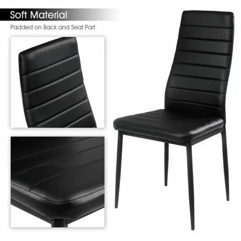 5 Piece Dining Table Set for 4 Glass Dining Table and 4 Chairs Black