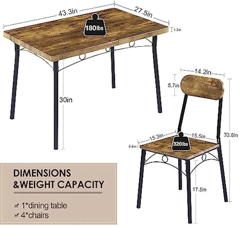 Dining Table Set 5 Piece Dinette with Chairs