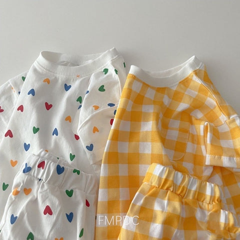 Baby O-neck Tees Heart Print Clothes