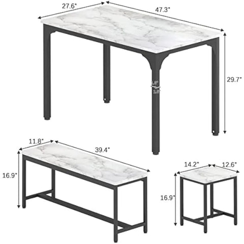 WiberWi Dining Table Set, 47.3” Kitchen Dining Table Set, Kitchen Table and Chairs