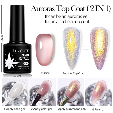 7ML Aurora Top Coat Sparking Aurora Gel Nail Polish
