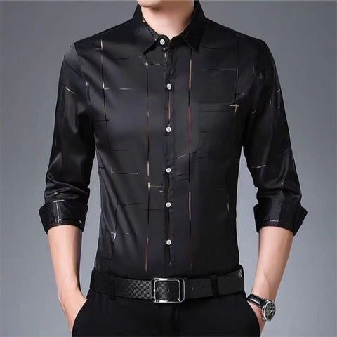 Men New Thin Plaid Smooth Shirts