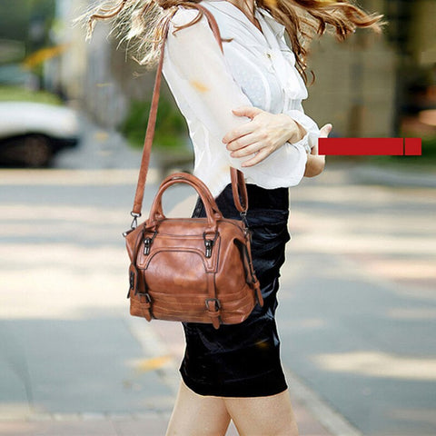 Womens Oil Wax Leather One Shoulder Crossbody Bag