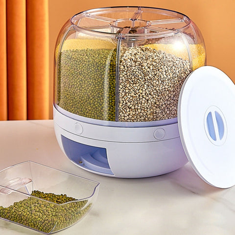 6KG Rotatable 360 Degree Rice Dispenser Sealed Dry Grain Bucket