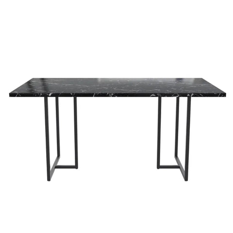 CosmoLiving Astor Dining Table, Black Marble Top with Black Legs