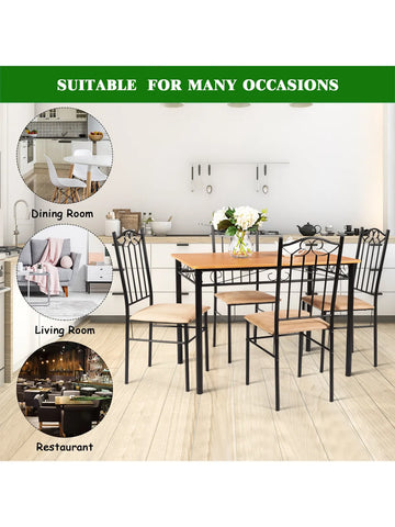 Dining Set Wood Metal Table 30'' and 4 Chairs