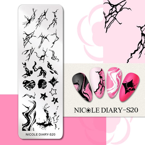 New Marble Abstract Geometry Nail Stamping Plates