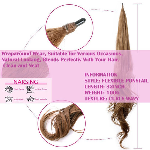 32inch Long Flexible Wrap Around Pony Tail Hair