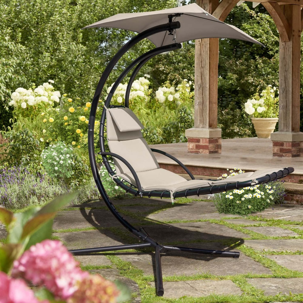 Vineego Outdoor Curved Hanging Chaise Lounge Chair Floating
