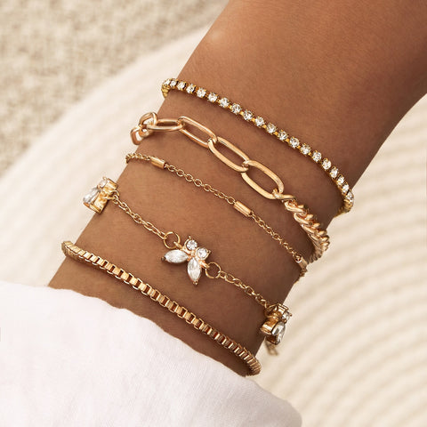 New Trendy Geometric Link Chain Bracelet Set
