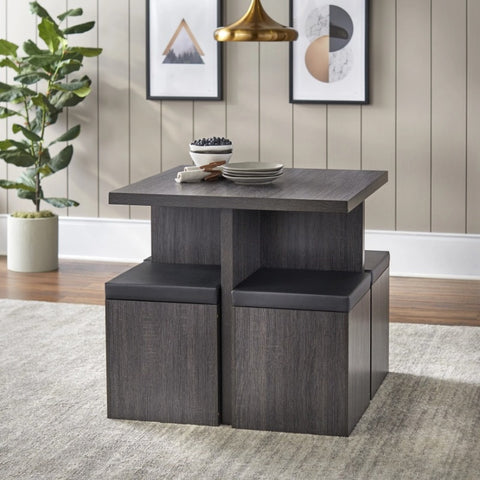 Mainstays 5-Piece Dexter Dining Set with Storage Ottoman dining table set 4 chairs