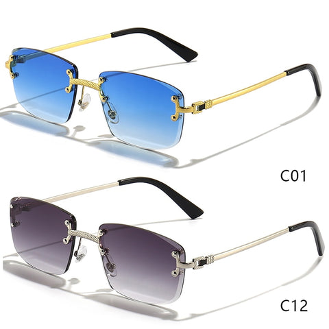 New Blue Gradient Lens Metal Sunglasses