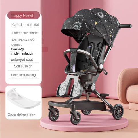 High view lightweight baby stroller