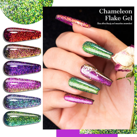 New Chameleon Flake Gel Nail Polish