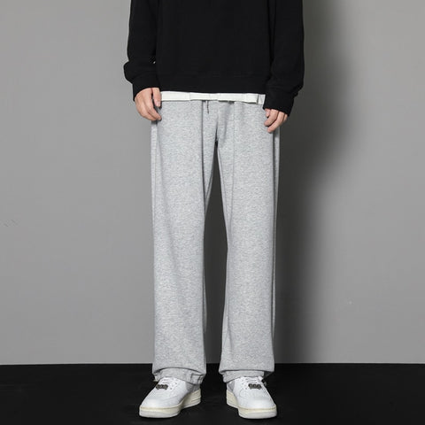 Mens Straight Large Size Loose Black Casual Pants