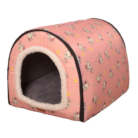 Cat Print Stars House Bed