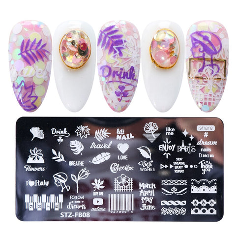 New Nail Stamping Lace Petals