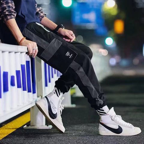 Men Ribbons Harem Jogging Pants