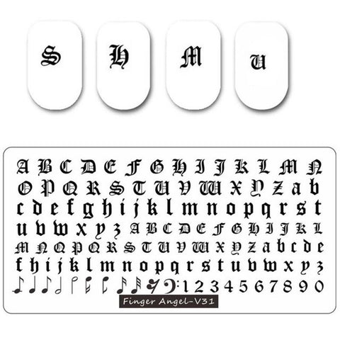 1Pcs Alphanumeric Nail Art