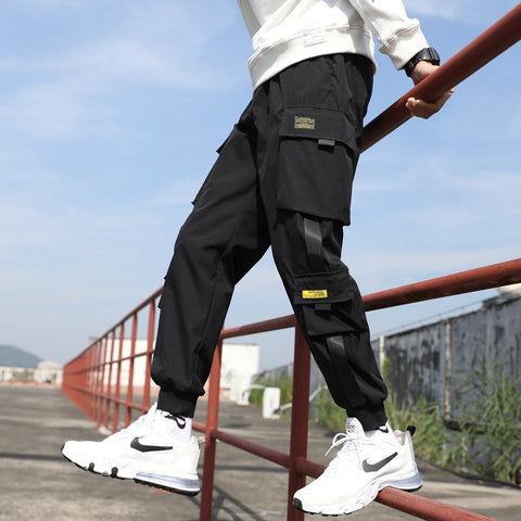 Men Ribbons Harem Jogging Pants