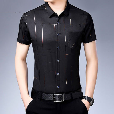 Men New Thin Plaid Smooth Shirts