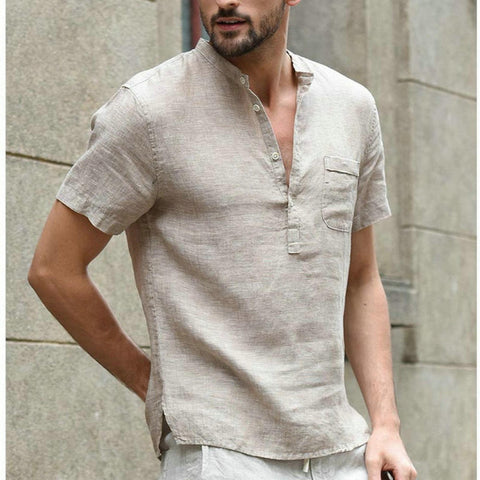 2023 Men Casual Cotton Linen Shirts