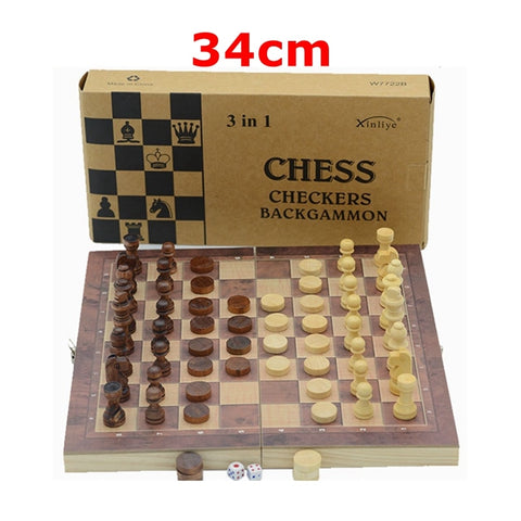 5Size Folding Wooden International Chess Set