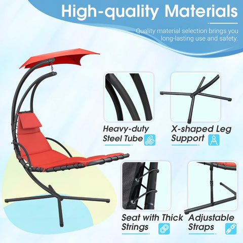 Vineego Outdoor Curved Hanging Chaise Lounge Chair Floating