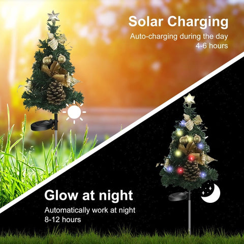 Solar Christmas Tree Decor Lights Outdoors LED Waterproof