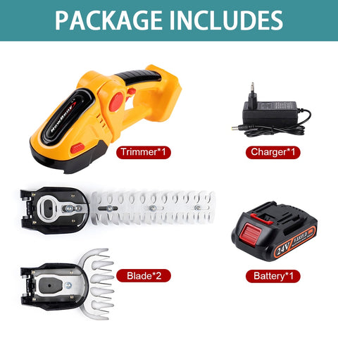 2 in 1 24V Cordless Electric Hedge Trimmer