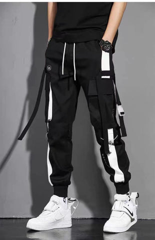Men Ribbons Harem Jogging Pants