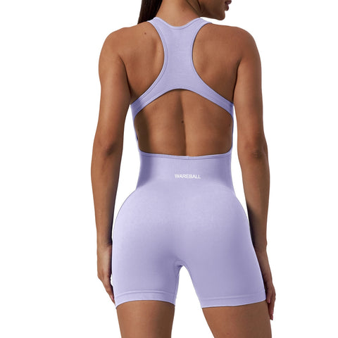 Women Ribbed One Piece Rompers Yoga Set