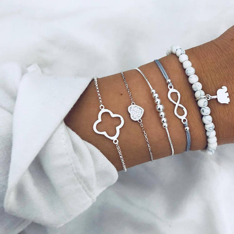 New Trendy Geometric Link Chain Bracelet Set