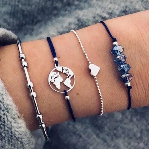 New Trendy Geometric Link Chain Bracelet Set
