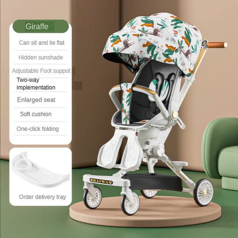 High view lightweight baby stroller