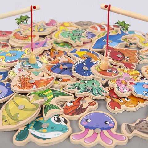 New Montessori Wooden Magnetic Fishing Toys