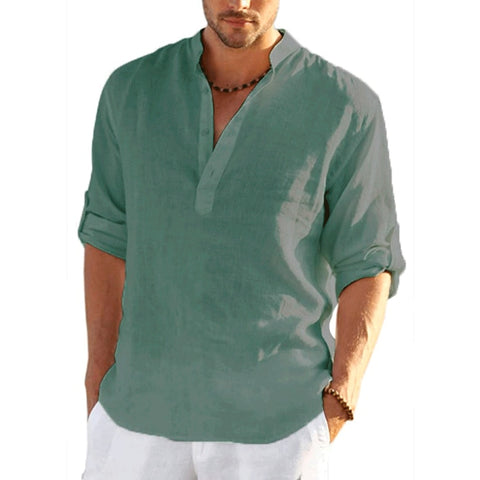 New Men Linen Long Sleeve T-Shirt