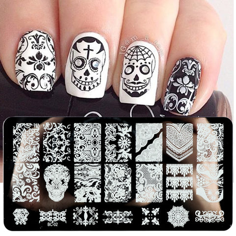 New Nail Stamping Lace Petals
