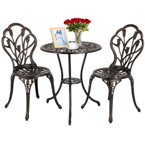 3-Piece Bistro Set with Table & Chairs for Outdoors