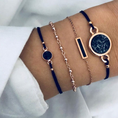 New Trendy Geometric Link Chain Bracelet Set