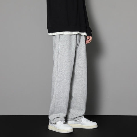 Mens Straight Large Size Loose Black Casual Pants