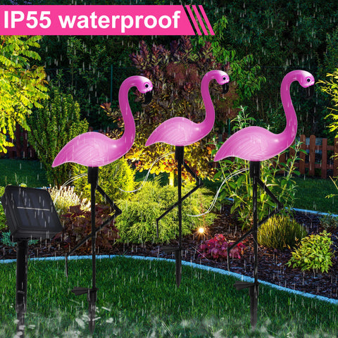 3PCS Flamingo Solar Light Waterproof LED Pink Flamingo