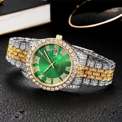 New Gold Wrist Watch Luxury Rhinestone Bracelet