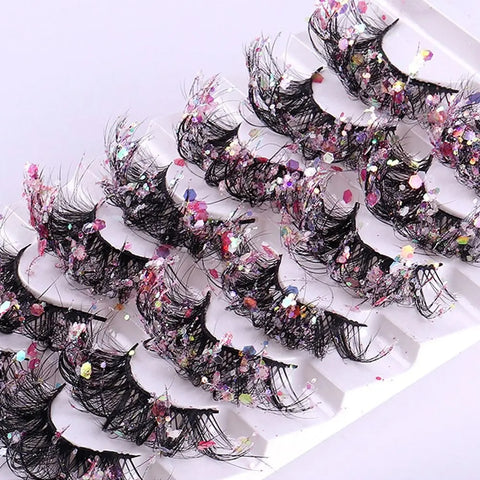 Color Luminous Glitter False Eyelashes 8D Shining