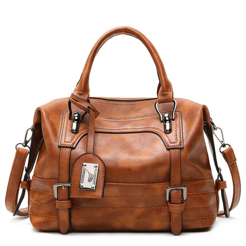 Womens Oil Wax Leather One Shoulder Crossbody Bag